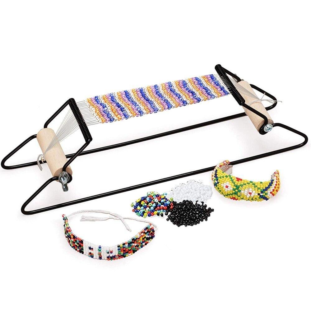 Wood Handle Handmade Knitting Tool Stainless Steel Weaving Beading Loom Kits for Hand Crafts