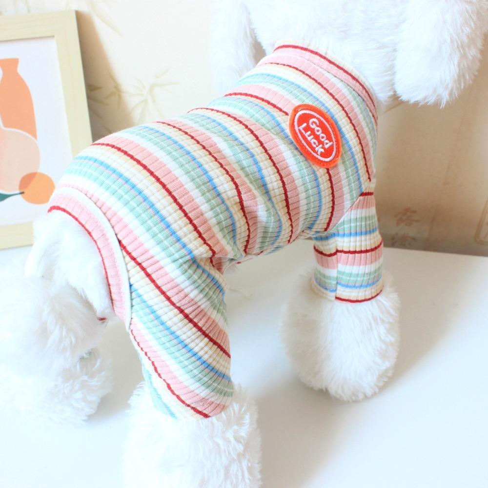 Colorful Stripes Dog Jumpsuits Cute Soft Puppy Rompers Fashion Dog Clothes