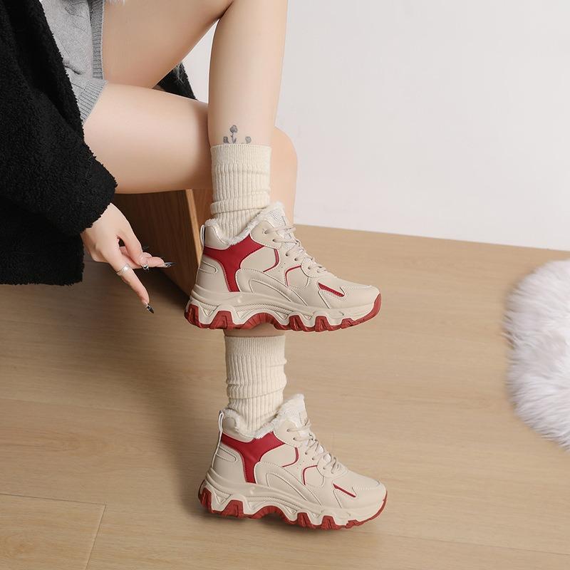 Thick-soled heightening shoes women's new winter warm and versatile sports and leisure shoes