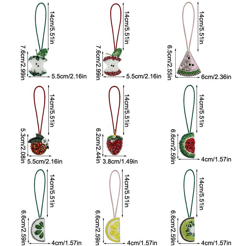 Handmade Fruite Beaded Beaded Hanging Rope Patches  Bag Lanyard Patch Beading Applique Used For Decoration