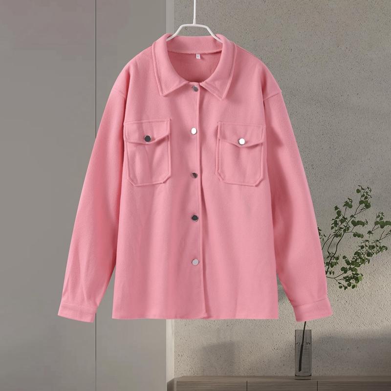 Polo Collar Woolen Coat Women's Casual Long Sleeved Top Solid Color Single Breasted Commuting Loose Jacket Autumn Winter New Fashion