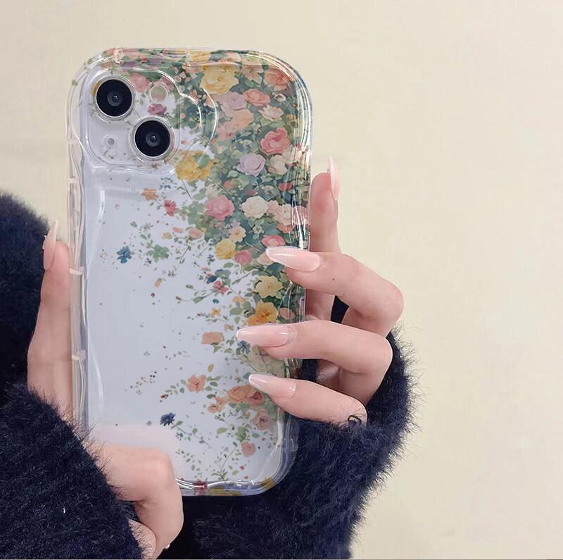 Case For Realme C53 C55 C67 C63 C65 C35 C33 C21Y C25Y C51 8 5G 10 13 11 12 Pro Plus GT 6 Note 60 Cover Flower Cream Wavy Edge