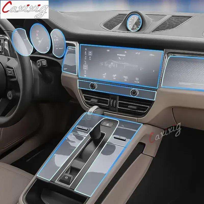 Průhledná fólie TPU pro Porsche Macan   Samolepka na interiér vozu Středová konzola Řadicí páka Navigace Palubní deska Panel okna dveří