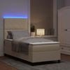 Boxspring Bed with LED Light Strips Cream 90 X 200 Cm Fabric