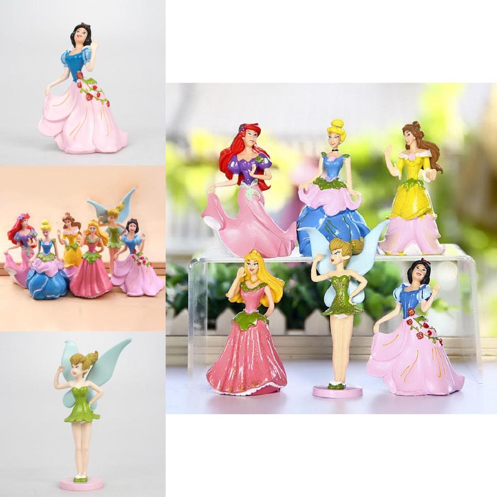 6pcs Disney Princess Figures Toy Set With Cinderella Aurora And Belle For Cake Decoration