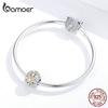 BAMOER Enamel Flower Openwork Round Beads for Women Charm Silver 925 Jewelry Fit 3mmm Snake Bracelet