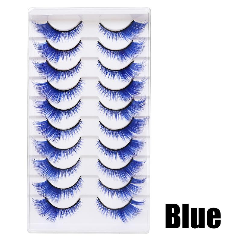 Bunte gefälschte Wimpern Halloween Make-up-Produkte Blau Rot Rosa falsche Wimpern Verlängerung farbige Wimpern Augen Make-up Cosplay