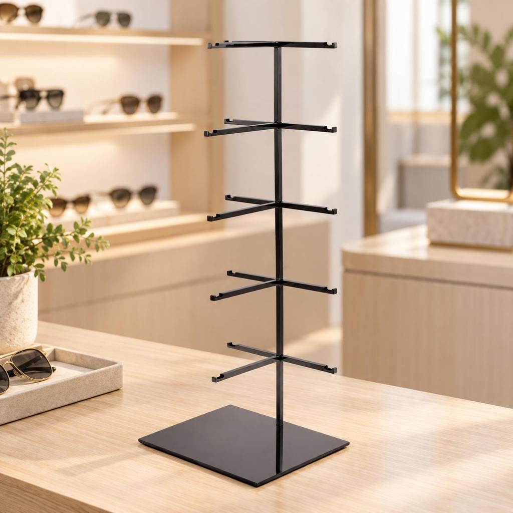 Compact Stainless Steel Eyeglass Display Rack Countertop
