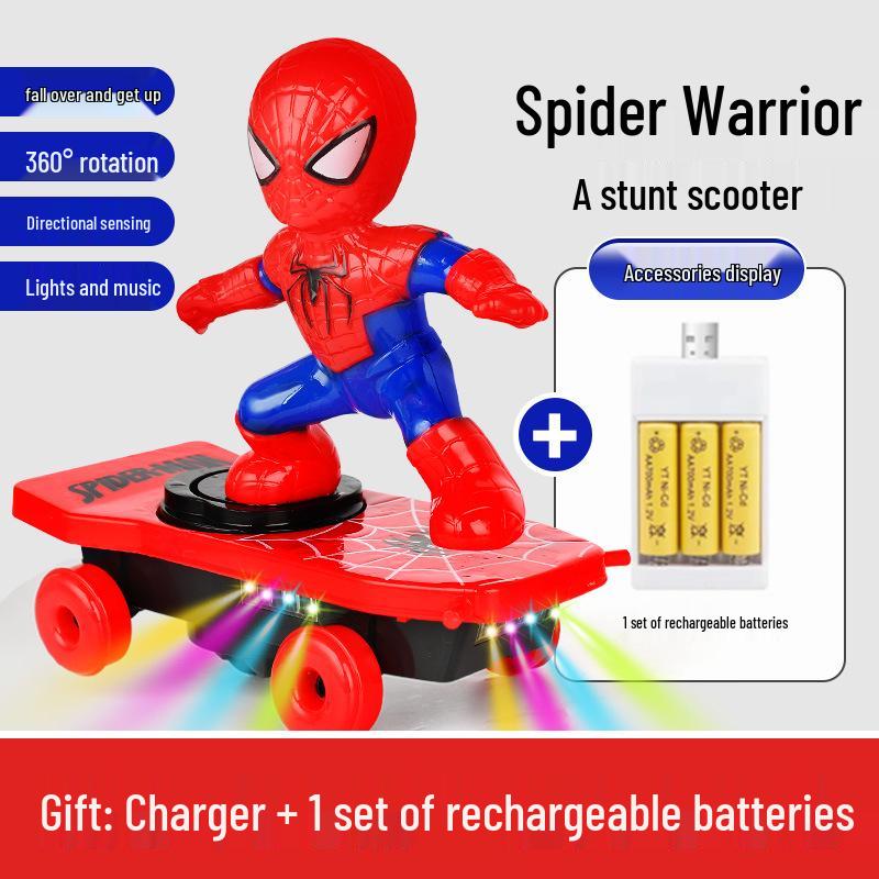 Электрический трюковой самокат Человек-паук для детей - 360° Игрушка