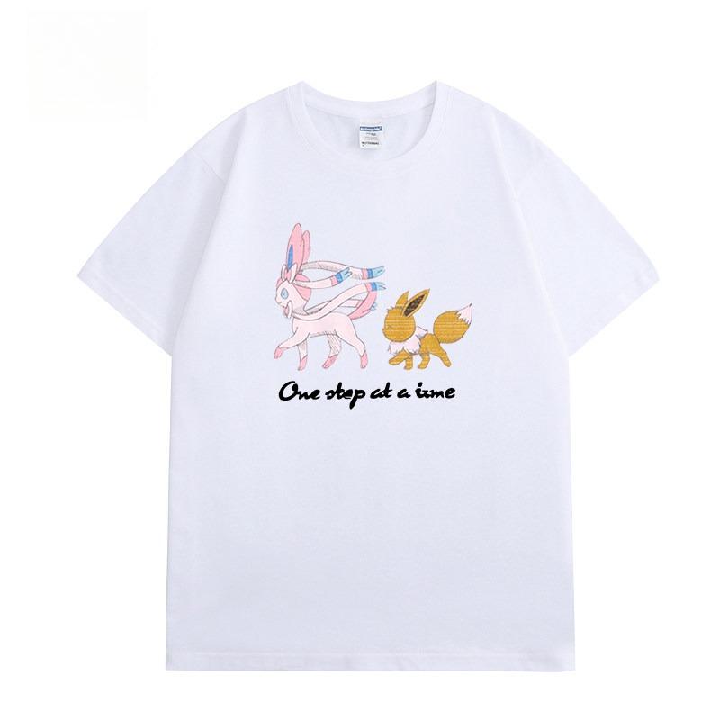 Pokémon Collaboration Tshirt  2026 Summer New Design  Sketch Style  Pikachu Gengar Mewtwo Eevee Short Sleeve Shirt Top