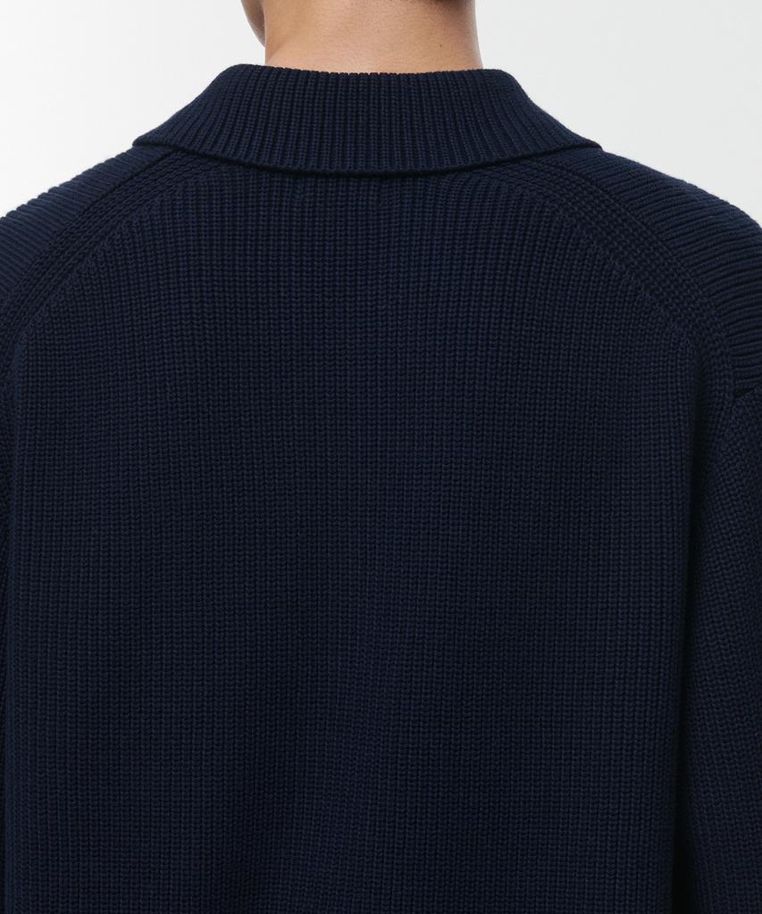 MUSINSA STANDARD Cotton Ribbed Collared Knit [Navy]