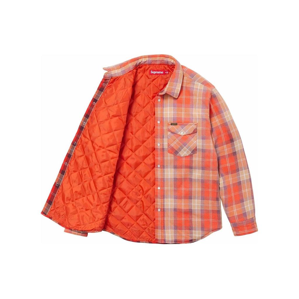 Supreme Quilted Flannel Snap Shirt 'Orange Yellow' Men's SUP-SS24-034