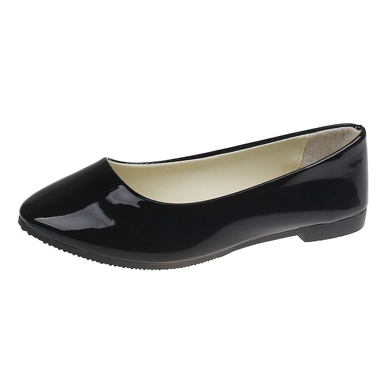 Fashion single shoes flat bottom pointed casual work shoes women's size 42 large size patent leather women's shoes