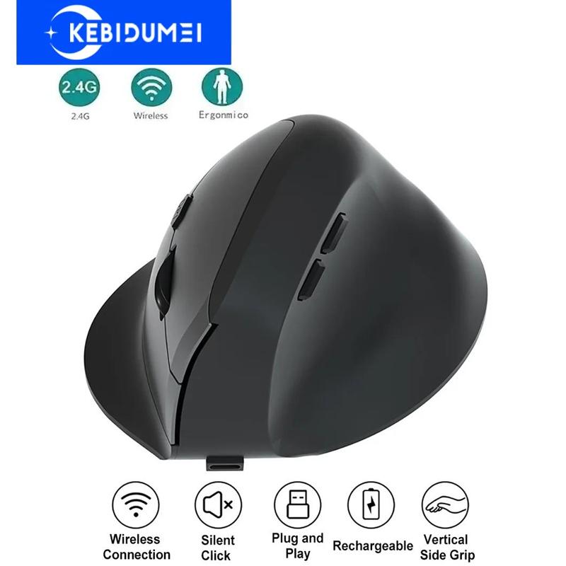Wireless Bluetooth Mouse 2.4G Ergonomic Mice 1600DPI 6 Buttons Silent Rechargeable Mouse with USB Receiver for PC Laptop