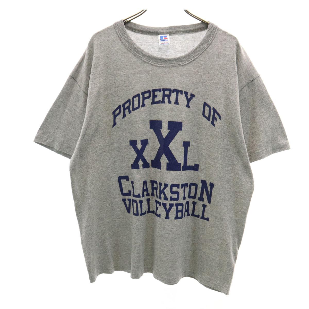 

RUSSELL ATHLETIC 90-е Сделано в США Старая футболка с коротким рукавом L серый Мужская Б/У