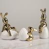 Light Luxury Sitting Posture Long Ear Rabbit Ornaments Ceramic Electroplating Craft Wine Cabinet TV Cabinet Home Decoration Decoration Decoration