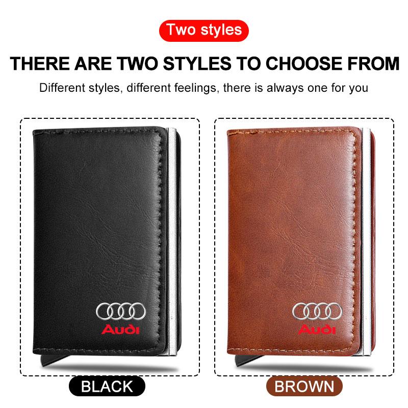 1Pcs ID Credit Card Holder Mini RFID Wallet Automatic Pop Up Bank Card Case For Audi A4L A6L A3 A4 TT Q3 Q5 Q7 A5 A7 S3 S4 S5 S6 S8 RS3 RS4 RS5 RS6