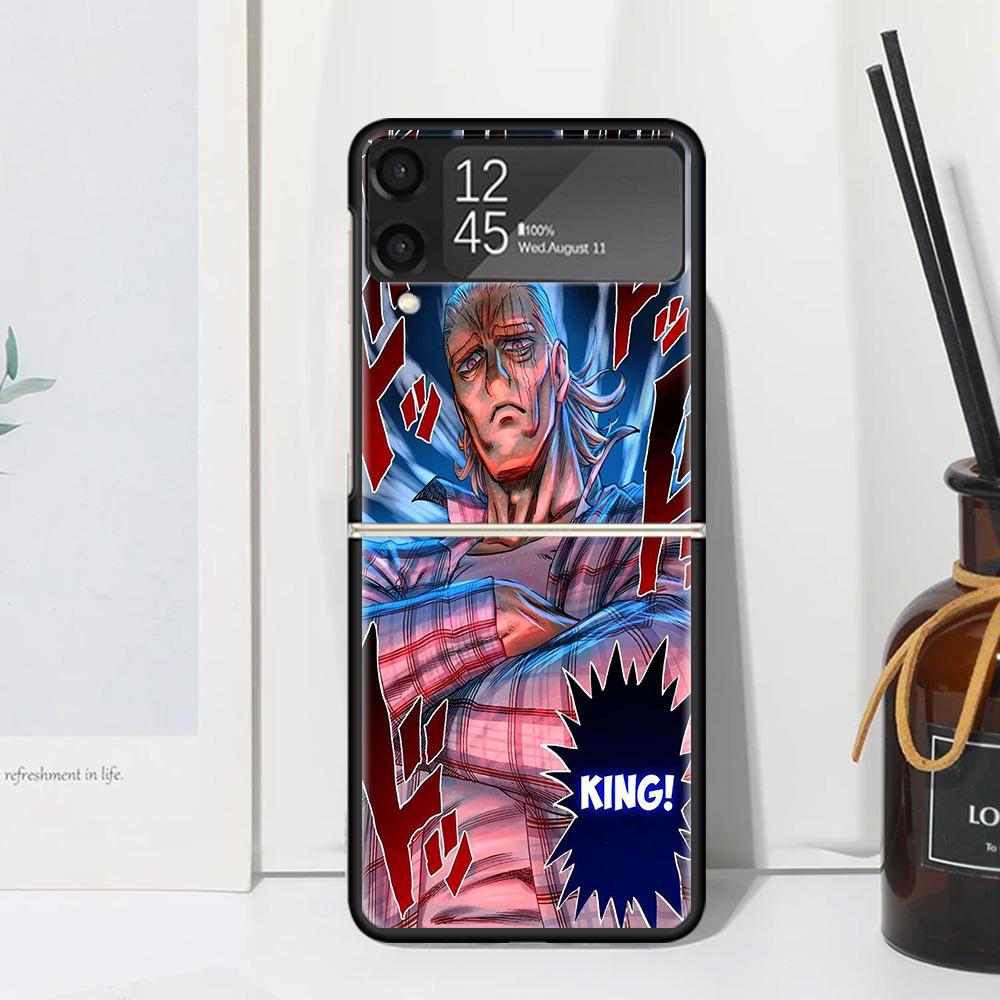 One P-Punch-Man Saitama King Phone Case Cover for Samsung Galaxy Z Flip 7 6 5 4 3 5G Flip3 Flip4 Flip5 ZFlip6 ZFlip7 Black Funda