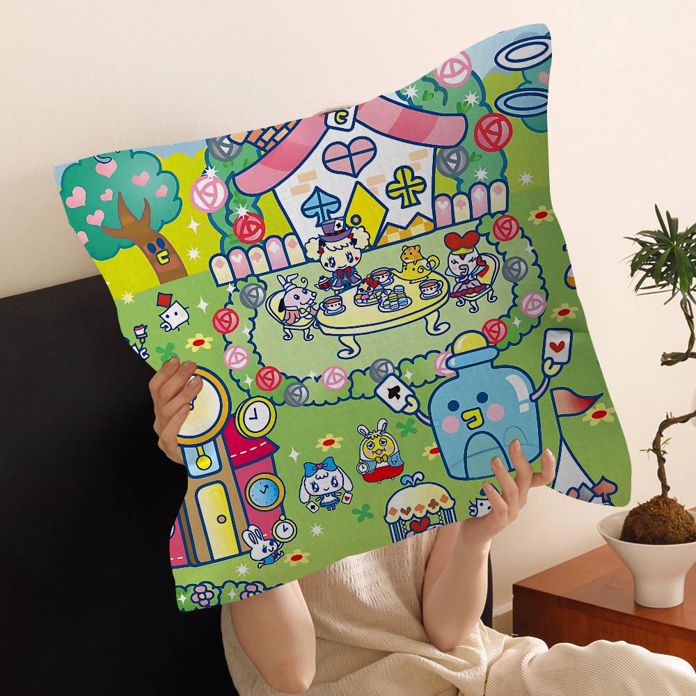 Classic T-Tamagotchi Cut Friend Game 45*45Cm Cushion Cover Pillow Cover Decor Pillowcase Home Pillowcase For Couch Pillow Peach skin 18*18(CM)-1Pcs