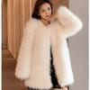 Medium and Long Collar Simple Imitation Fox Fur Coat Women's Autumn and Winter Toka Wool Coat