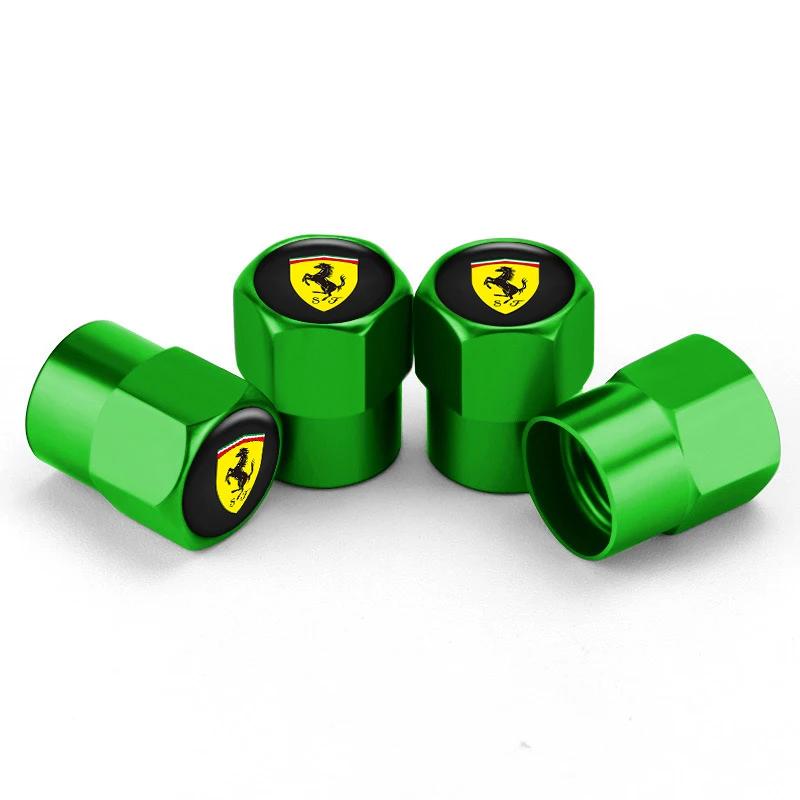 4Pcs Car Wheel Tire Valve Caps Metal Stem Cover For Ferrari Horse SJ F1 Team 488 Roma F8 SF9018121360 F4301575M Auto Accessories JG2