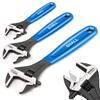 SHALL Adjustable Wrench Set with Rubber and 250mm Steel Wrenches with SAE for and Workshop Use 3-Piece Mat, 150, 200, Cr-V Laser-Etched Scale, Home,
