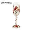 2D Printing Pattern Christmas Wine Glass Red Berries Xmas Bird Cup Bird Glass Goblet  Party