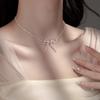 Banyan Tree S925 Silver Bow Necklace - Exquisite Korean Clavicle Chain for Women