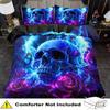 3PCS Fantasy Blue Skull 3D Digital Visual Printed Quilt Cover Set Duvet Cover No Filling Cool King Queen Size For Bedroom Decor