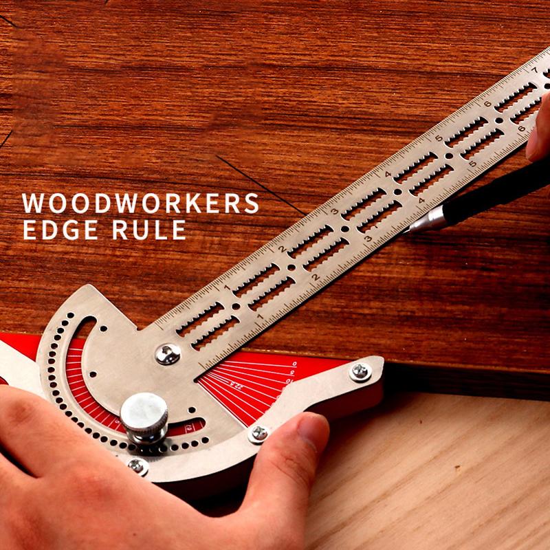 0-180 Degree Angle Gauge Woodworkers Edge Ruler Aluminum Alloy Protractor Angle Finder Ruler Precision Carpenter Measuring Tool