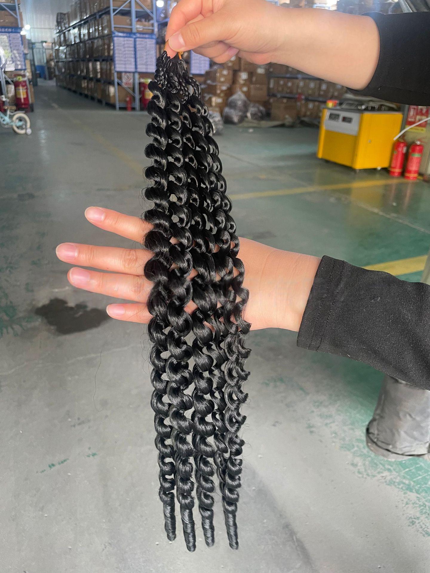 Burmese Curly Lightweight Crochet Hot Sale 18inch 60g Synthetic Hair Burmese Curl Knotleess Boho Style Braiding Hair Kinky Curly (as the picture,18INCH(45.72cm))