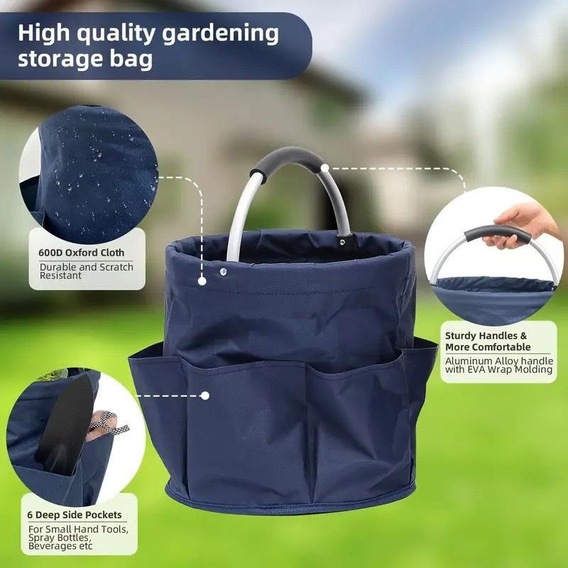 Portable Foldable Picnic Basket Garden Tool Basket Outdoor Handheld Basket Travel Storage Wash Bag Garden Storage Basket