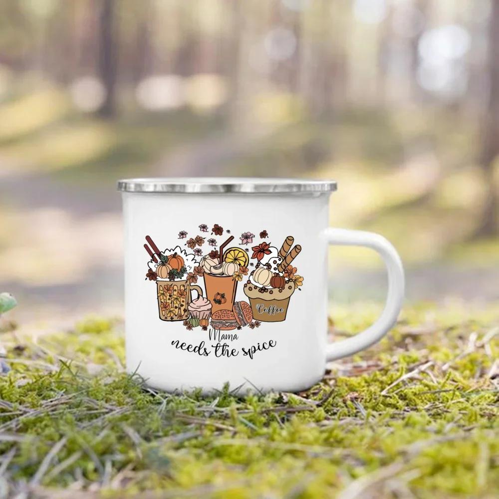 Take Me To The Pumpkin Patch Printed Enamel Mugs Coffee Cups Thanksgiving Party Juice Mug Cocoa  Handle Cup Fall  Holiday Gifts