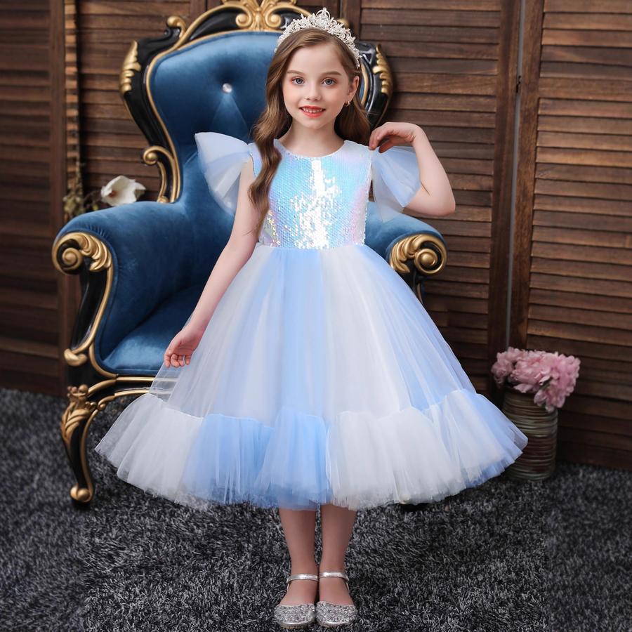 

Новое свадебное платье для девочек Сверкающее Цветочное платье для девочки на дорожку Свадебное платье Костюм для выступления Девочки Тюлевое Бальное платье Платье принцессы 100cm белый