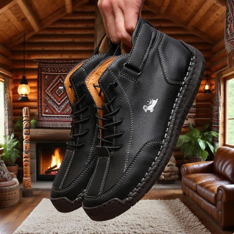 

Spring and Autumn Men Mid Top Leather Sneakers Soft Soled Loafers Non Slip Comfortable Flat Casual Shoes Classic Ankle Moccasin 38