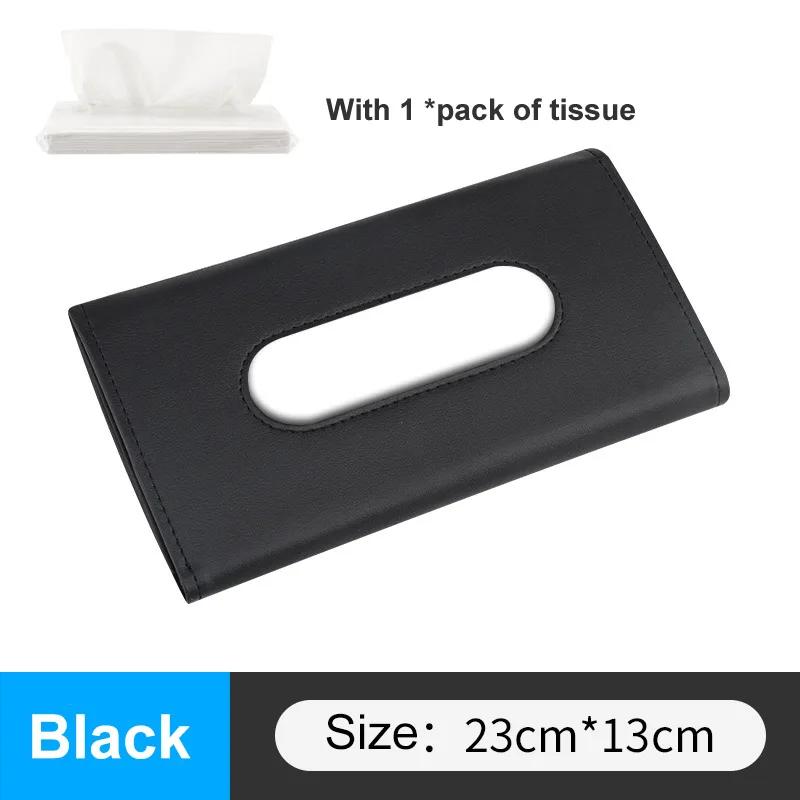 Car Visor Tissue Holder PU Leather Hanging Paper Towel Clip Napkin Holder Backseat Tissue Case Auto Interior Accessories