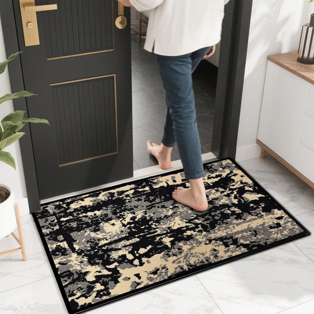Abstract Living Room Dirt Resistant Carpet Anti Slip Entrance Door Mat Easy To Maintain Floor Mat