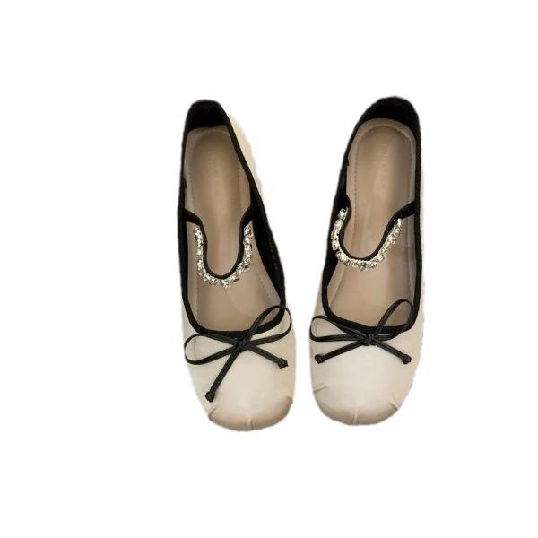 French Evening Breeze New Chinese Single Shoes Women's Shoes Inner Height Increase Spring and Summer Evening Shoes Rhinestone Mary Jane Shoes High He