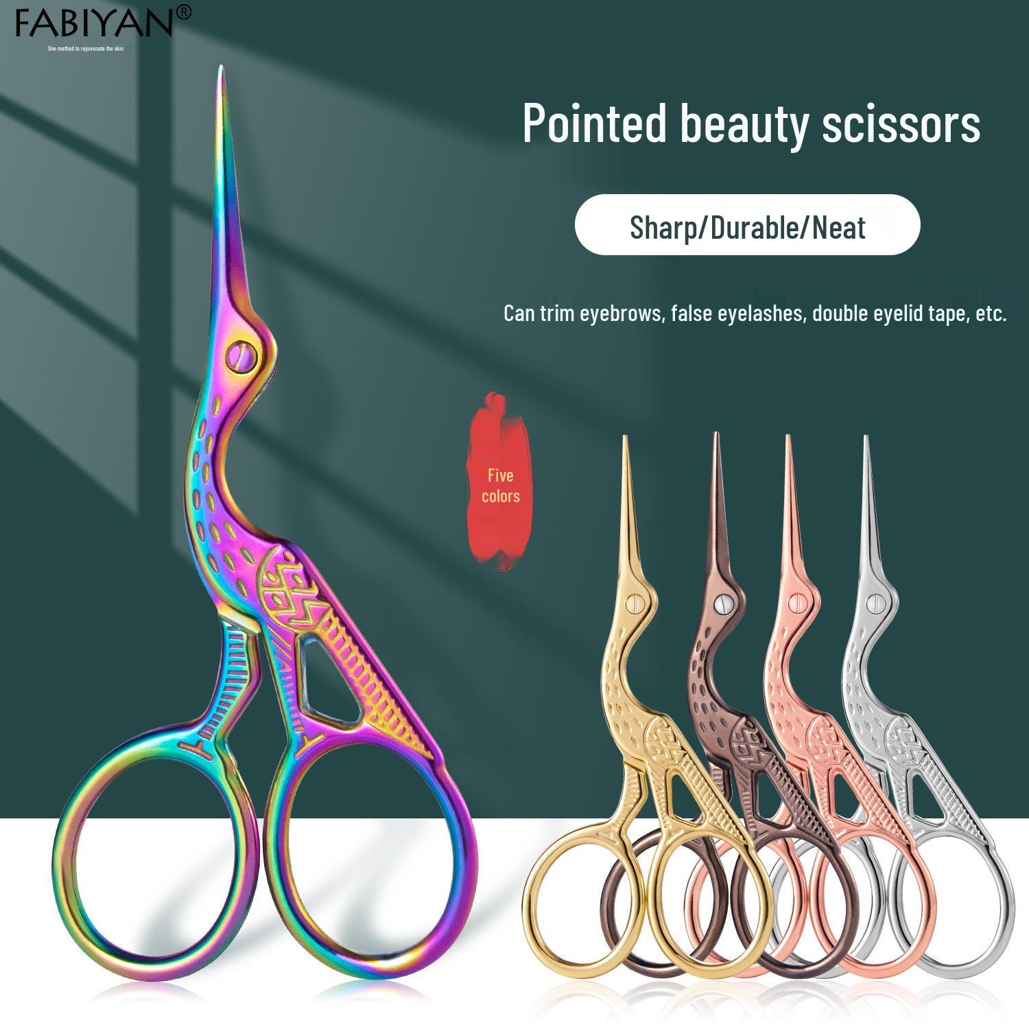 

Crane-Shaped Gold Plated Stainless Steel Scissors for Nose Hair, Eyebrow, Tea, and Embroidery Threads.