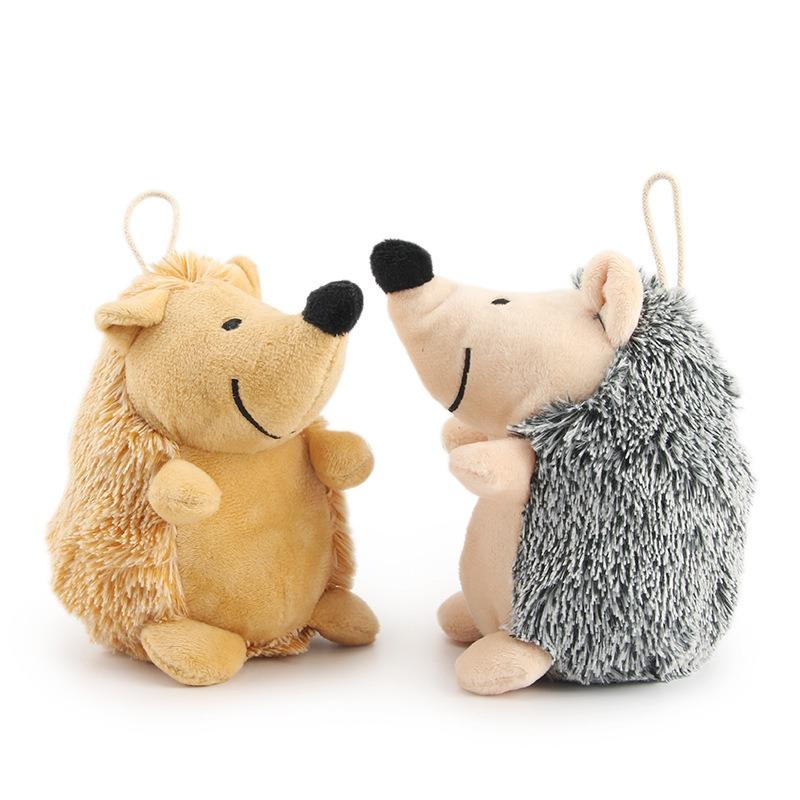 Pet Vocalizing Toy Hedgehog. Dog Uses It To Relieve Boredom and Chew on The Plush Hedgehog Toy.