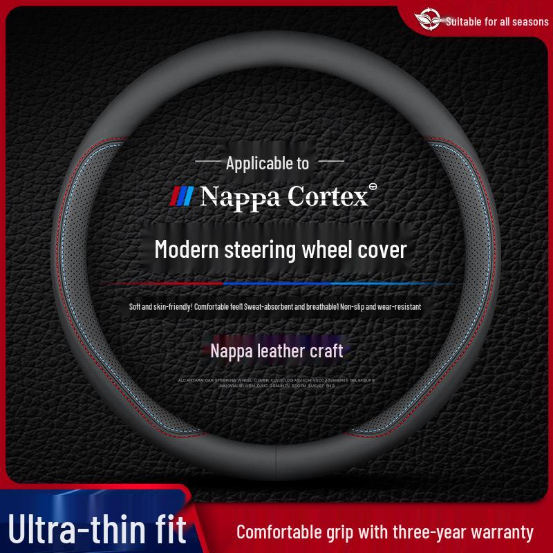 Leather Steering Wheel Cover for Tucson, IX35, IX25, Sonata, Elantra, Reina, Lingdong - All-Season Fit