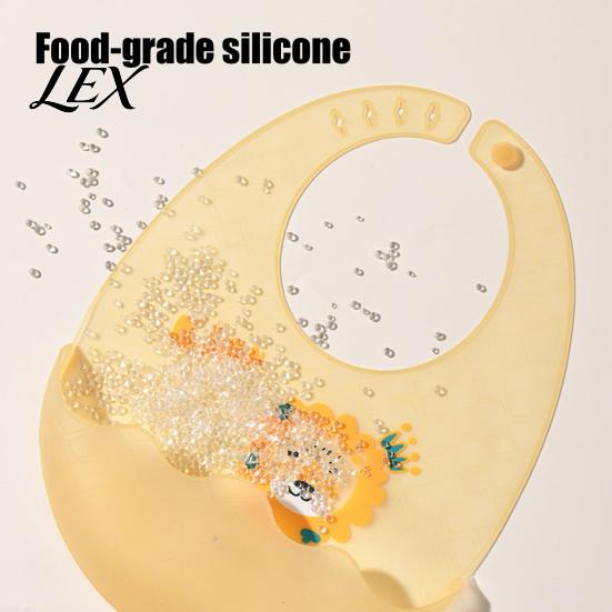 Easy Clean Silicone Bib Baby with Food Catcher Pocket, Waterproof Lightweight Adjustable Neck Bibs Babies Feeding Bib, Foldable for Infant Toddler