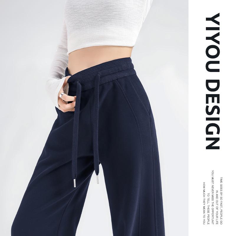 

Женские флисовые спортивные штаны с высокой посадкой и широкими штанинами, темно-синие, осень/зима 2024 S (Weight: 80-95 lbs)