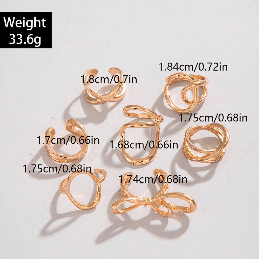 Fashionable irregular geometric openwork ring set design sense peach heart butterfly opening ring for women