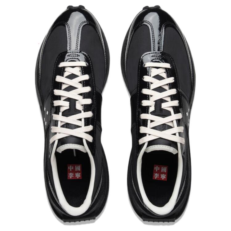 Li Ning Light Boat Trendy Retro Slip Resistant Durable Low Top Casual Shoes Unisex Casual Shoes Black AZGV073-1