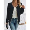 Casual Cardigan Sweater Women Pearls Decoration Elegant Long Sleeve Knit Coat Jacket Autumn Winter Lady Street Outwear