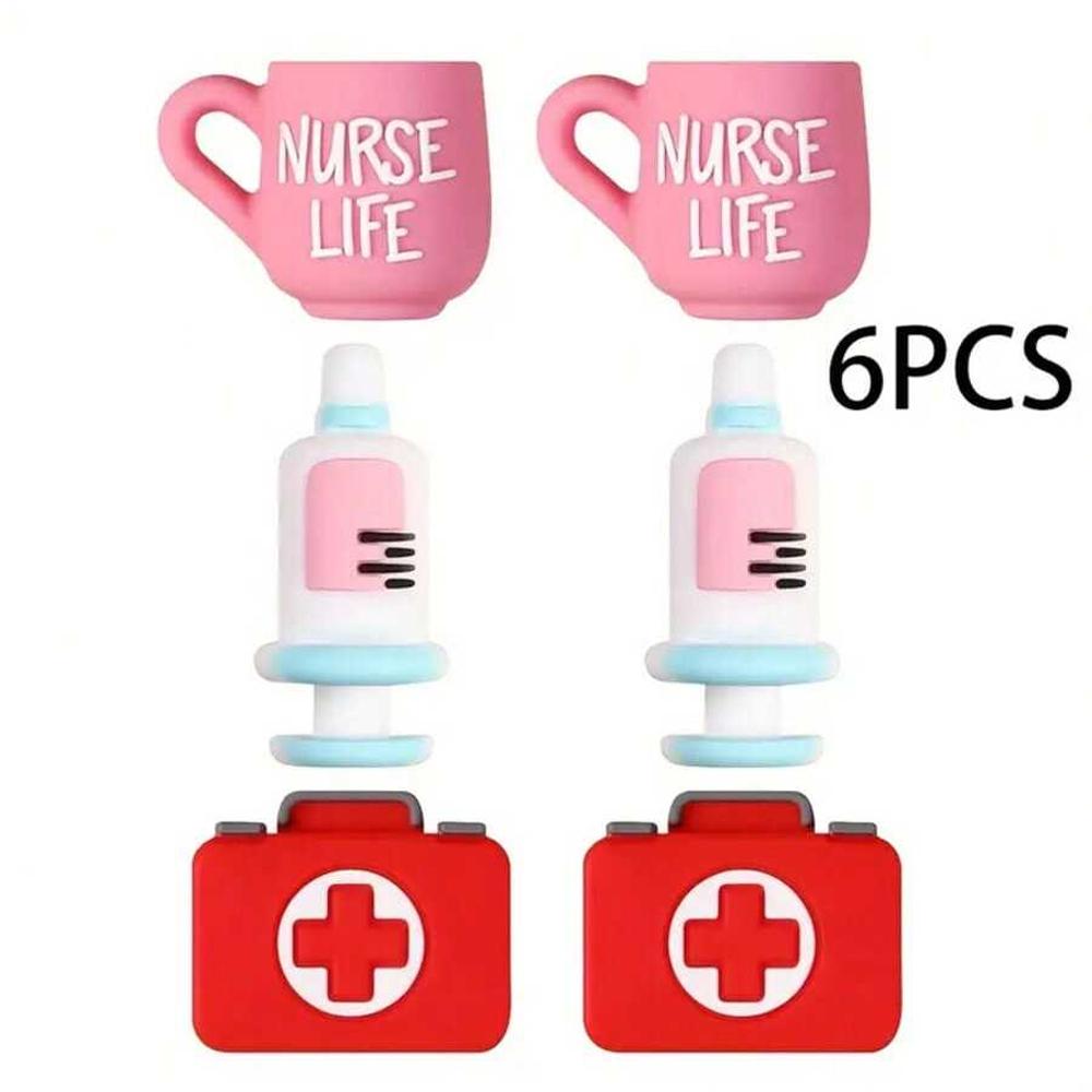 

6/25/28/55PCS Nurse series silicone beads, 15mm round beads, used for DIY jewelry making, necklaces, keychains, and handicrafts