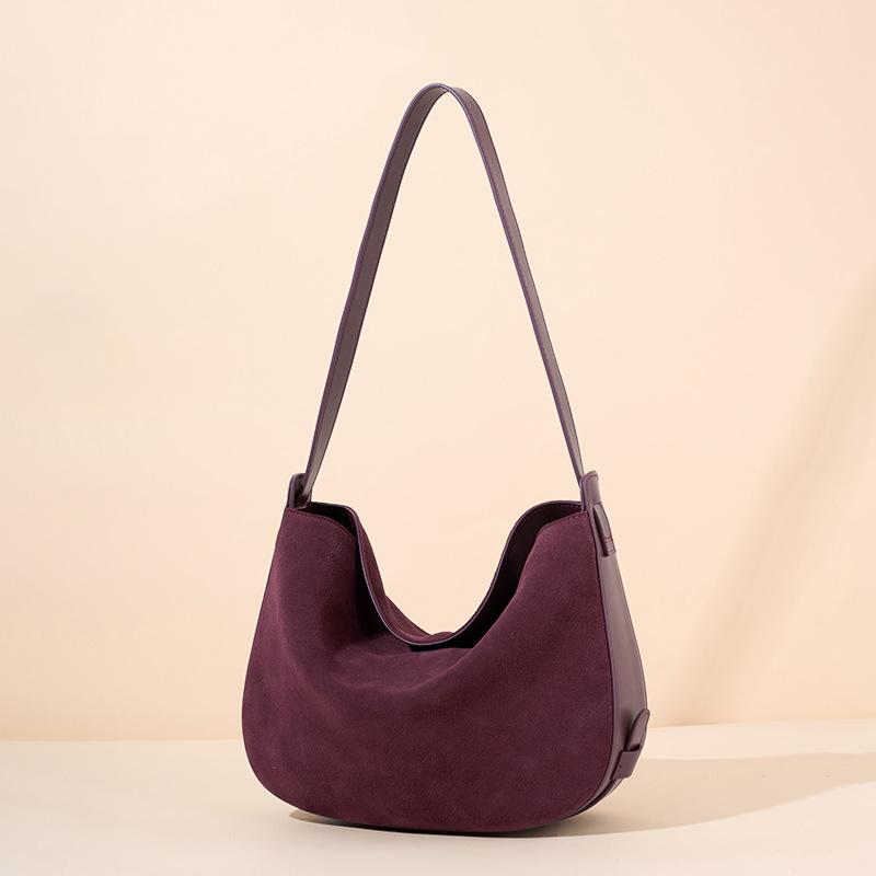 Leather Messenger Bag Women'S Fashion Retro First Layer Matte Cowhide Shoulder Armpit Bag Versatile Lower Dumpling Bag