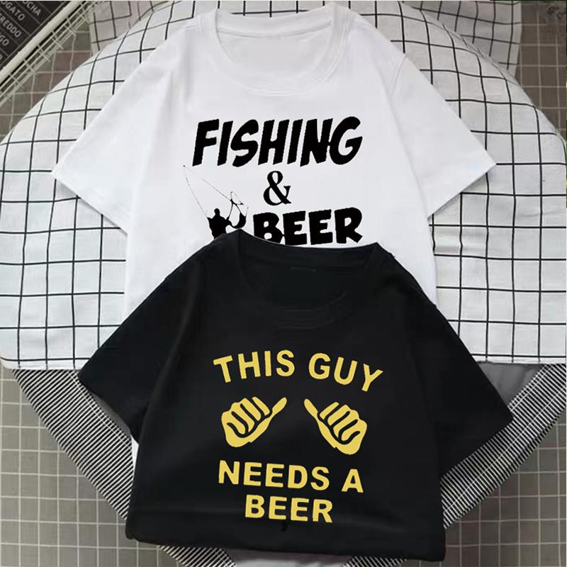 This Guy Needs A Beer Printed Thumb Graphic Tshirt Funny Slogan Fisherman Gift T-shirt Hipster Streetwear Camisetas Hombre - ... S разноцветный