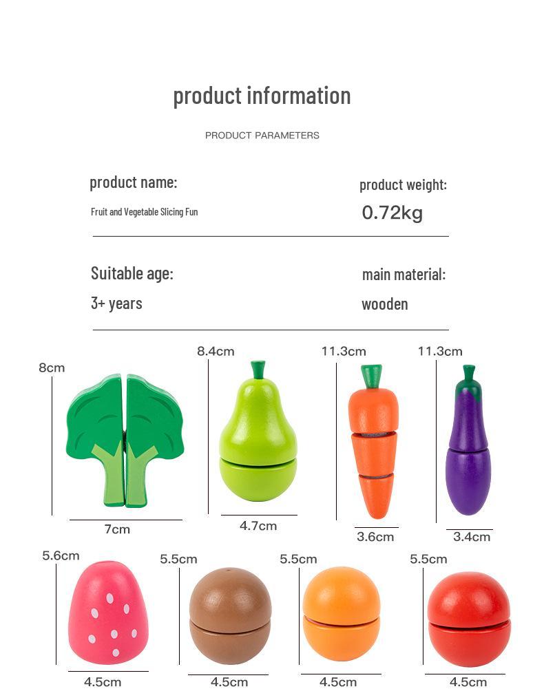 Wooden Fruit & Veggie Cutting Set for Kids' Kitchen Role Play